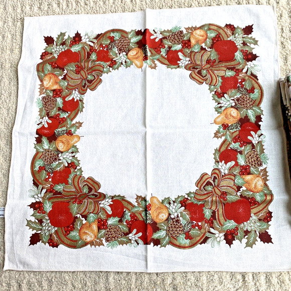 Vintage Sunweave Linen Co cotton napkin Thanksgiving holiday 16” square set of 8 - Picture 2 of 8